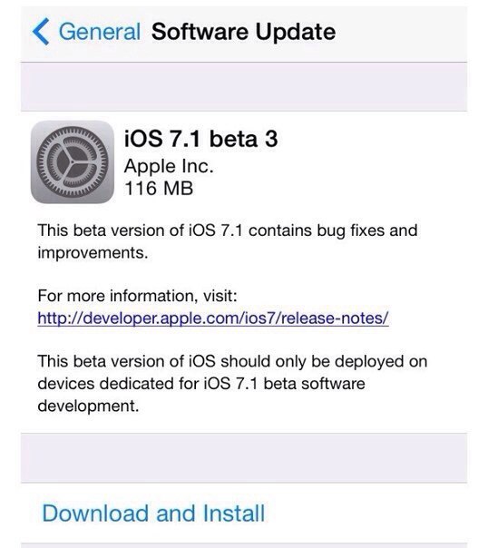 Вышла iOS 7.1 beta 3 